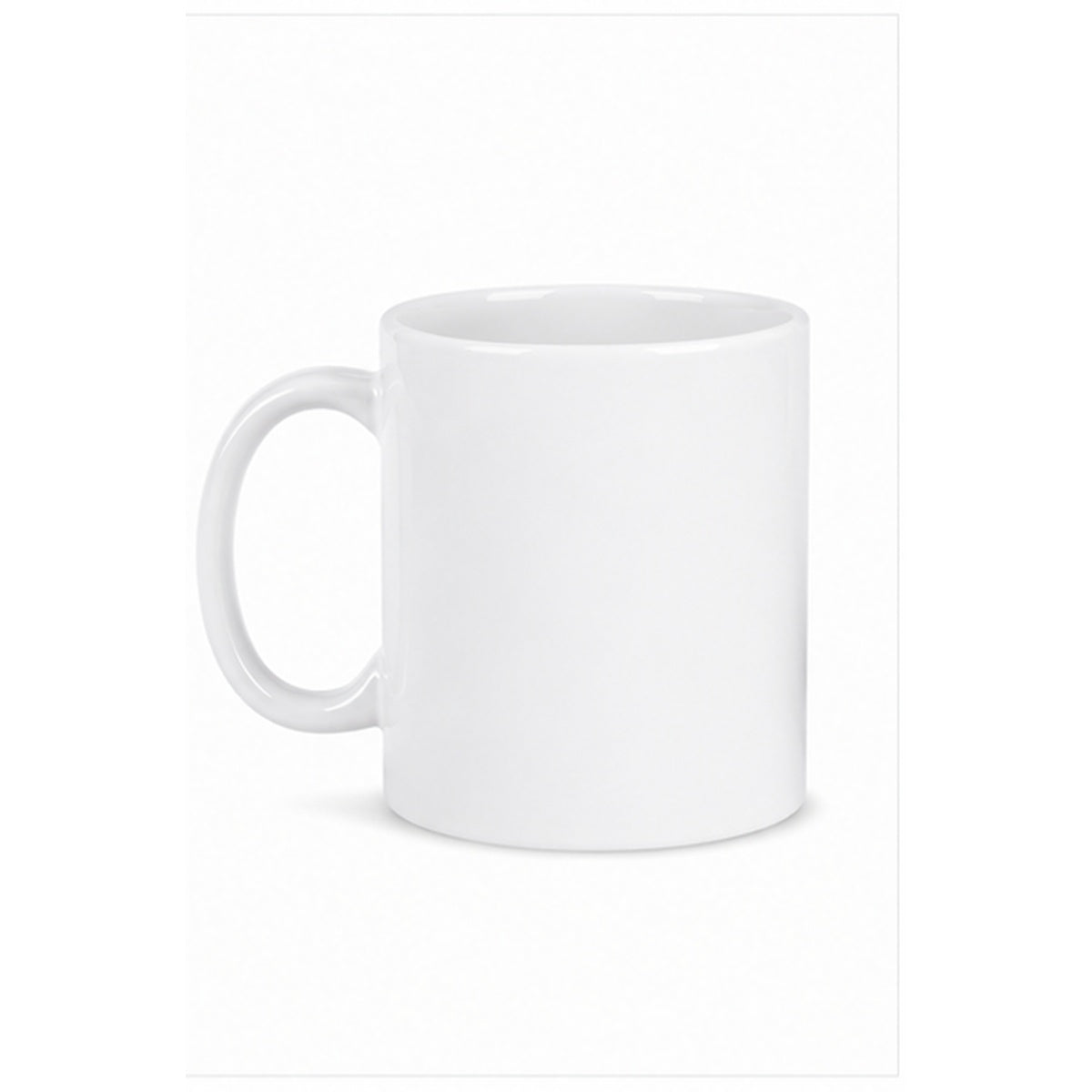 Alternate blank view of custom 11 oz white ceramic mug with handle facing left