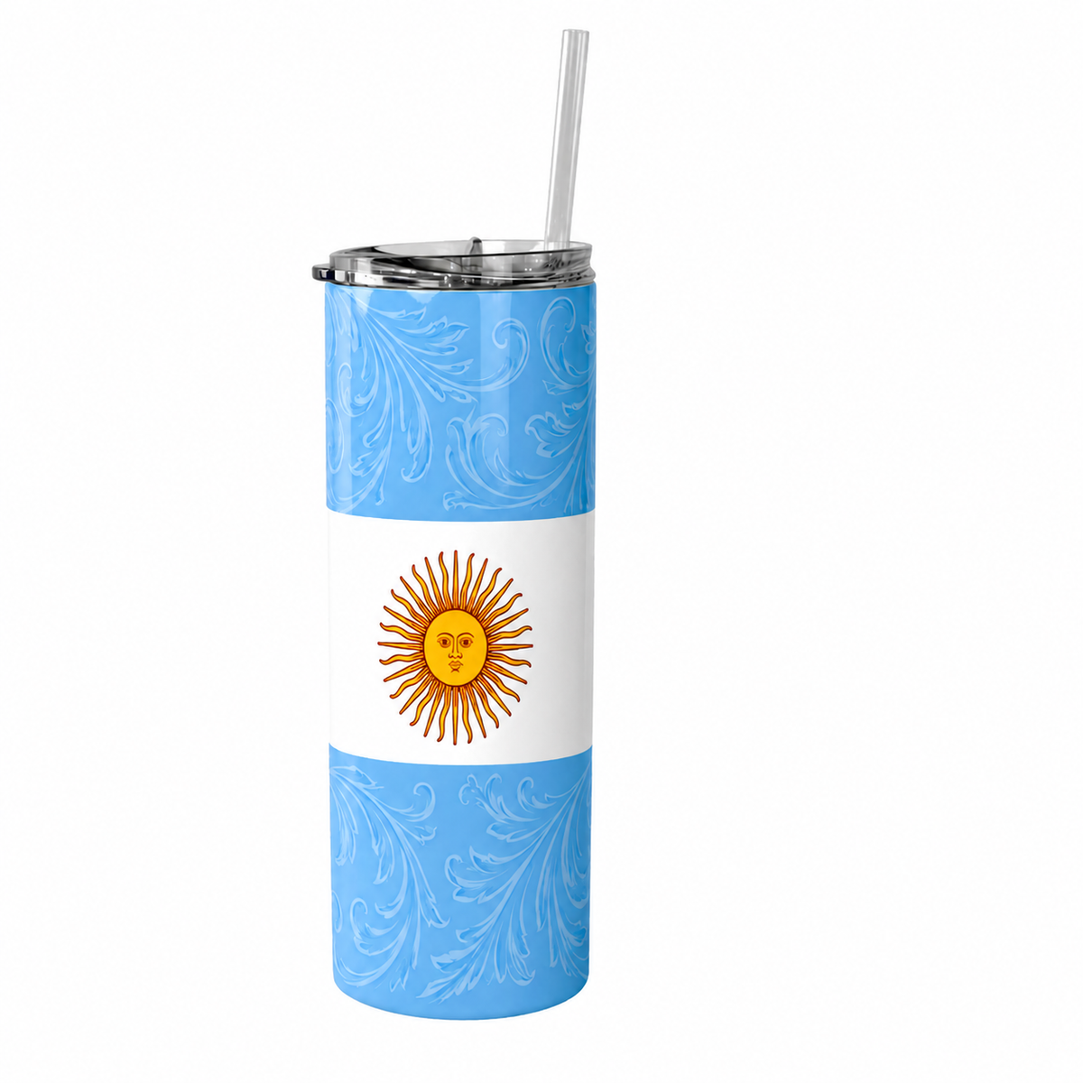 Argentina 20 oz World Team Tumbler on a pure white background with no cast shadow