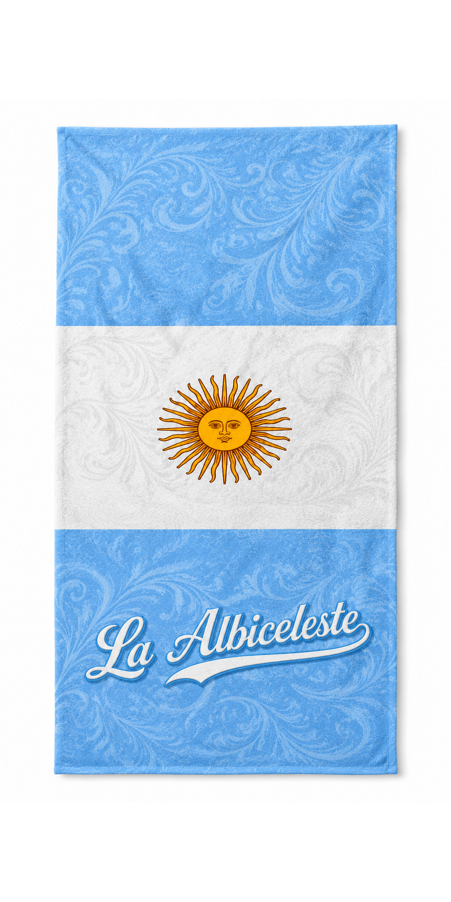 Argentina World Team bath and beach towel, accurate 30 by 60 inch proportion