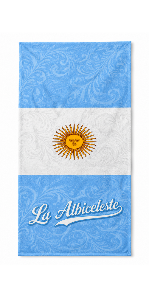 Argentina World Team bath and beach towel, accurate 30 by 60 inch proportion