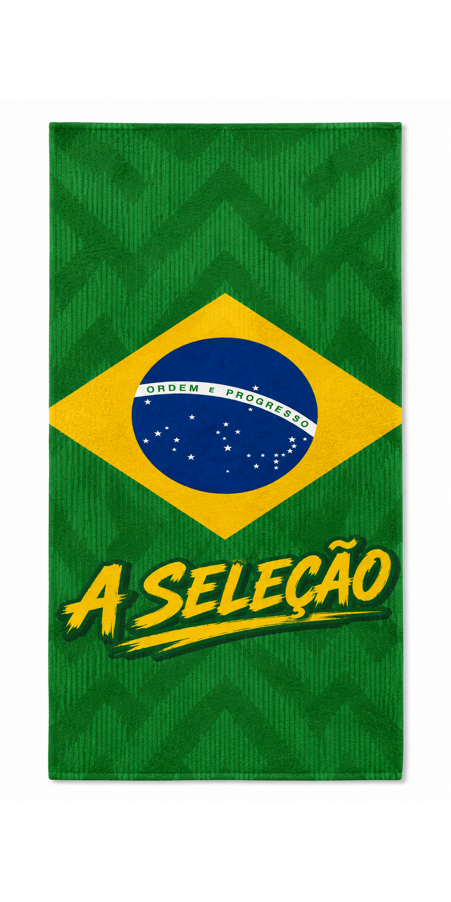Brazil Bold World Team bath and beach towel, accurate 30 by 60 inch proportion