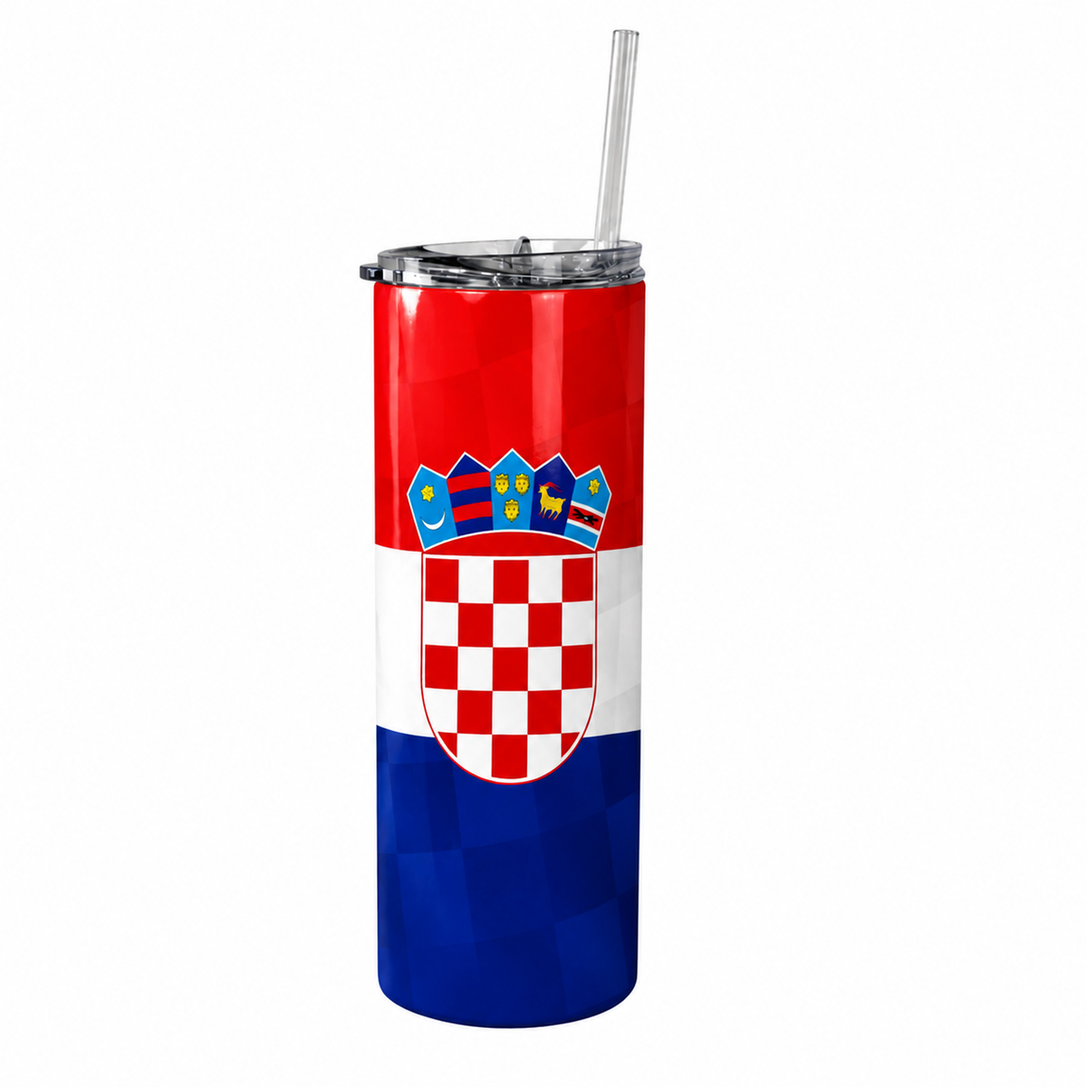 Croatia 20 oz World Team Tumbler on a pure white background with no cast shadow