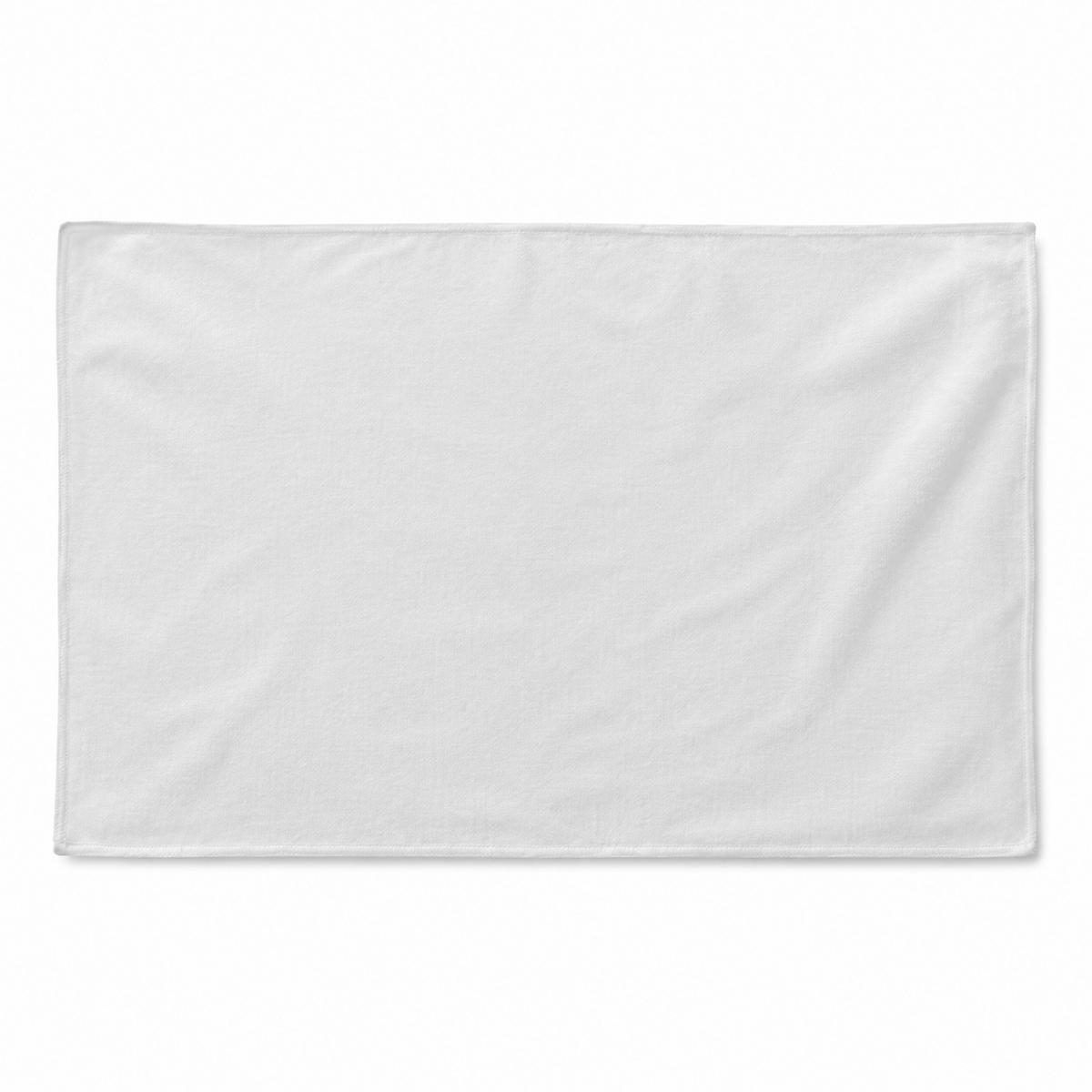 Blank white 11 x 18 polyester sports and rally towel shown flat