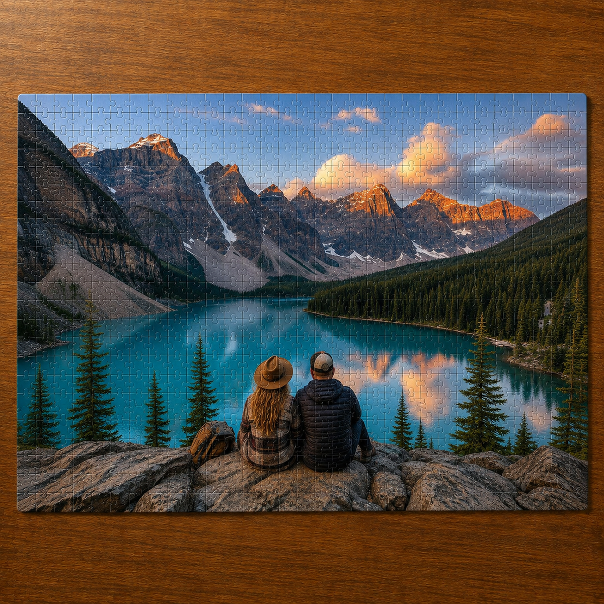 Custom 252-piece 9.5 by 14 inch photo puzzle with Banff mountain lake image