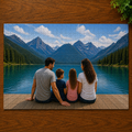 Custom 252-piece 9.5 by 14 inch photo puzzle with family lake image