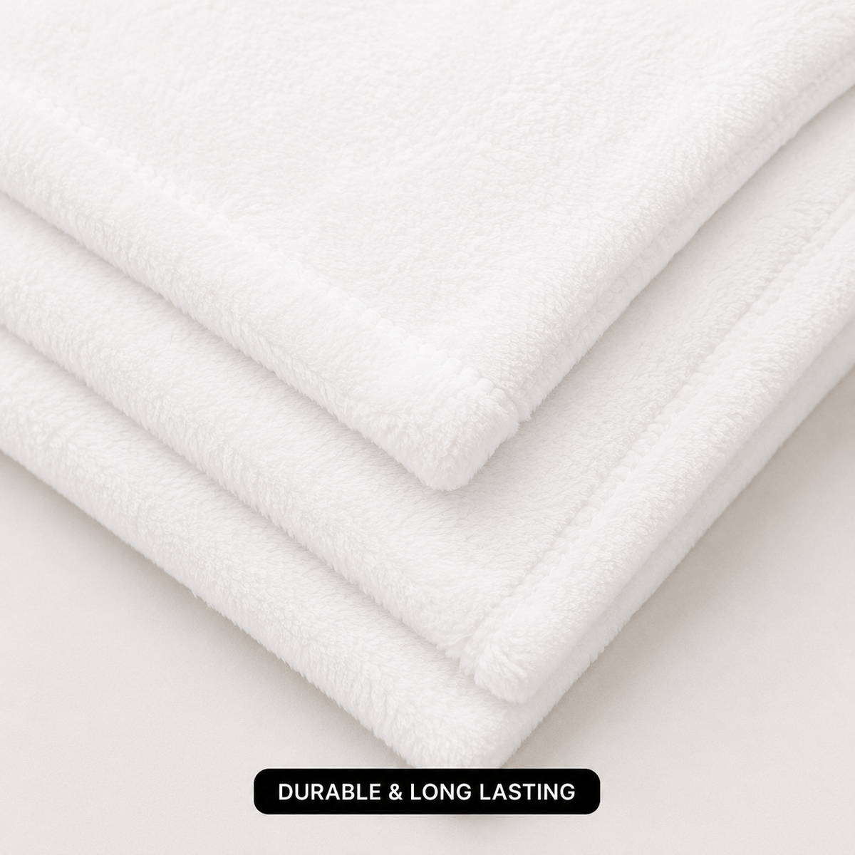 White minky-touch blanket close-up labeled Durable and Long Lasting