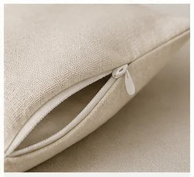 Natural linen pillow cover hidden zipper detail