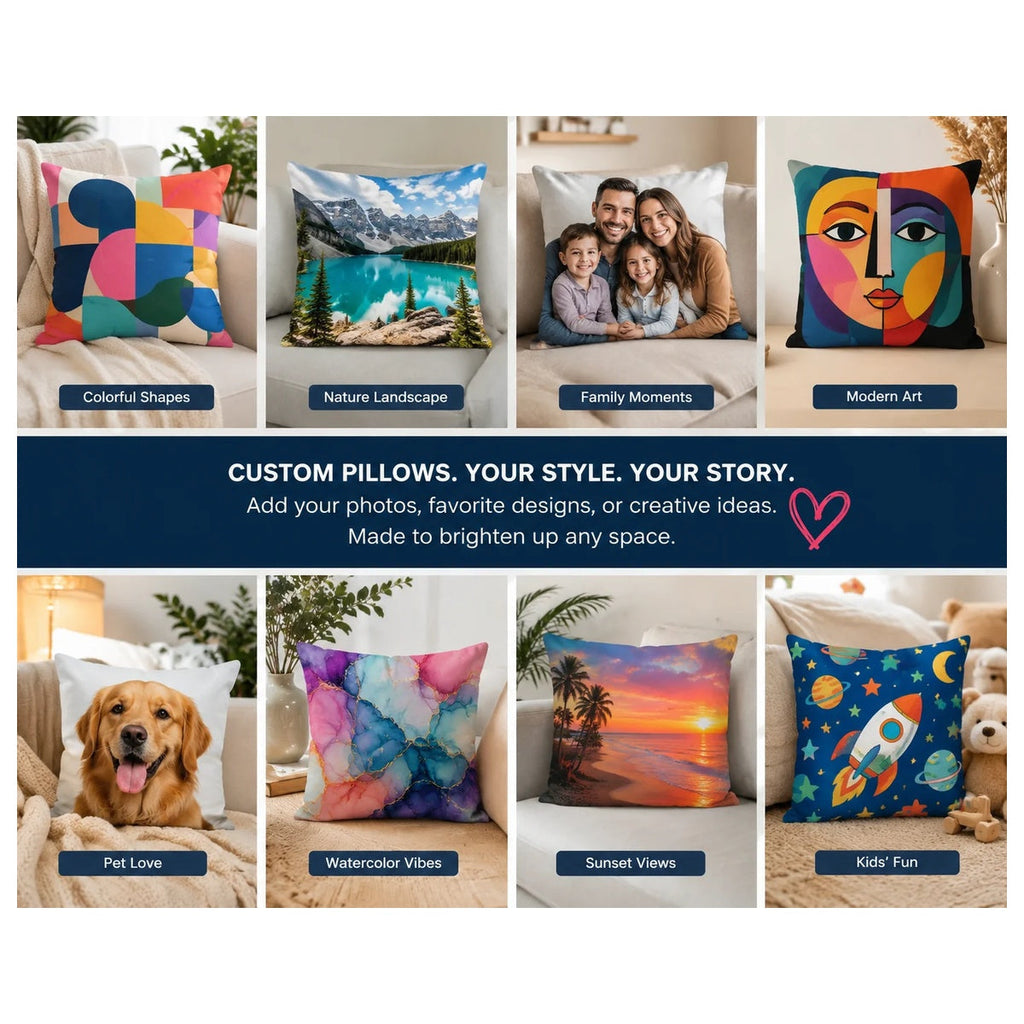 Custom pure white linen photo pillow design examples and product summary
